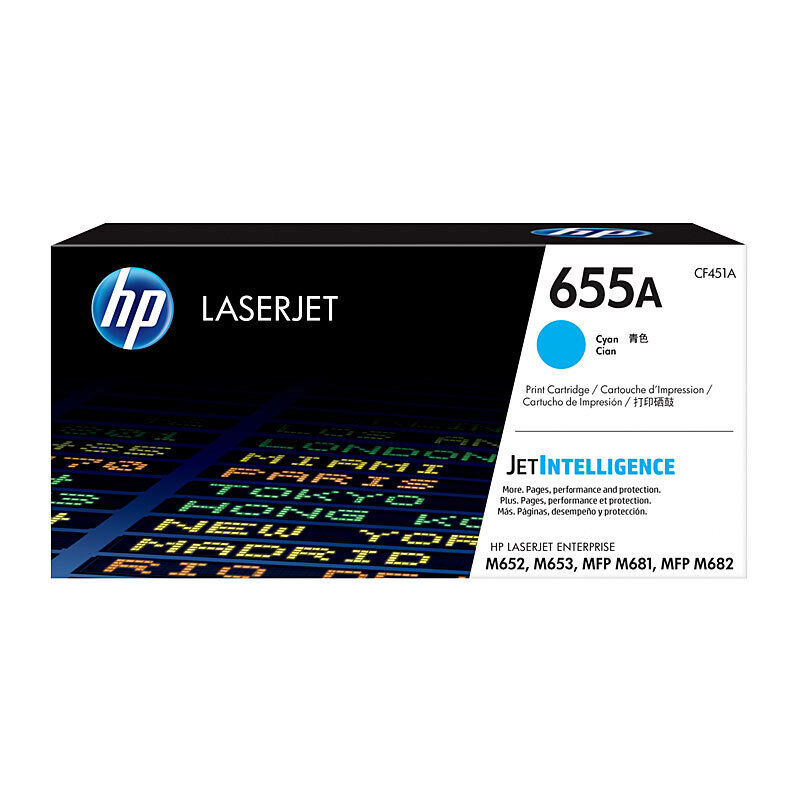 HP 655A Cyan Toner - Approx 10.5K Pages - M652, M653, M681, M682 Compatible (CF451A)