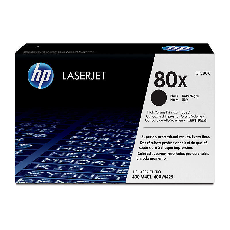 HP 80X Black Toner - High Yield - Approx 6.9K Pages - M401, M425, CP3525 Compatible (CF280X)