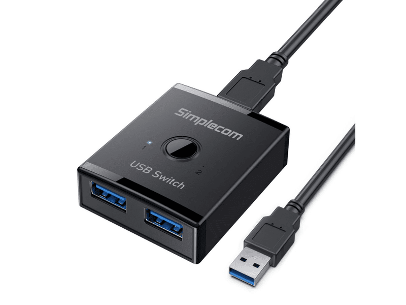 Simplecom KM125 Bi-Directional 2-Way USB 3.0 Switch 1 In 2 Out 2 In 1 Out 5Gbps Ideal for sharing USB device between 2 computers