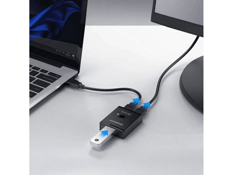 Simplecom KM125 Bi-Directional 2-Way USB 3.0 Switch 1 In 2 Out 2 In 1 Out 5Gbps Ideal for sharing USB device between 2 computers