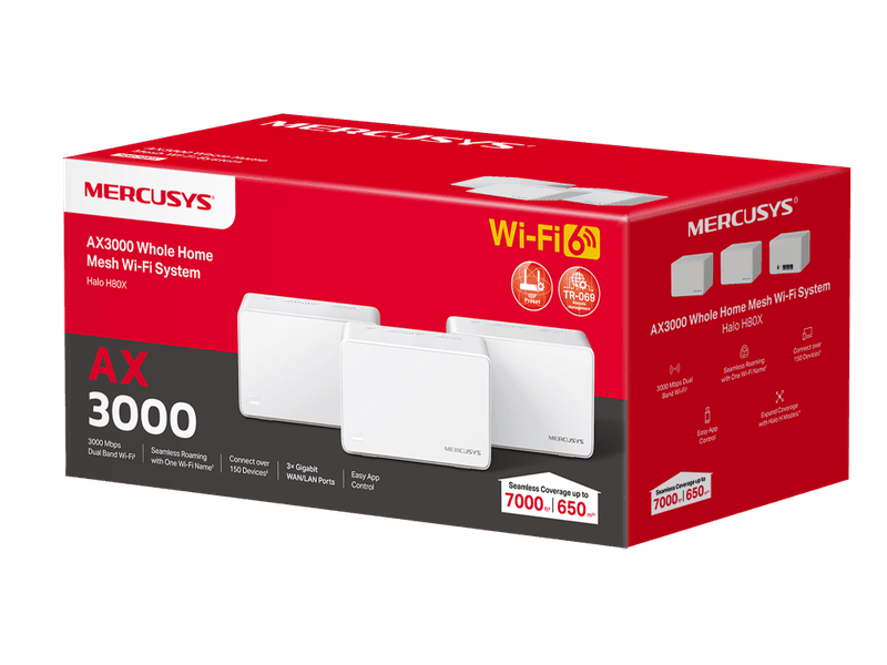 TP-Link Mercusys Halo H80X AX3000 Whole Home Mesh Wi-Fi 6 System 3-pack Halo H80X 3-pack