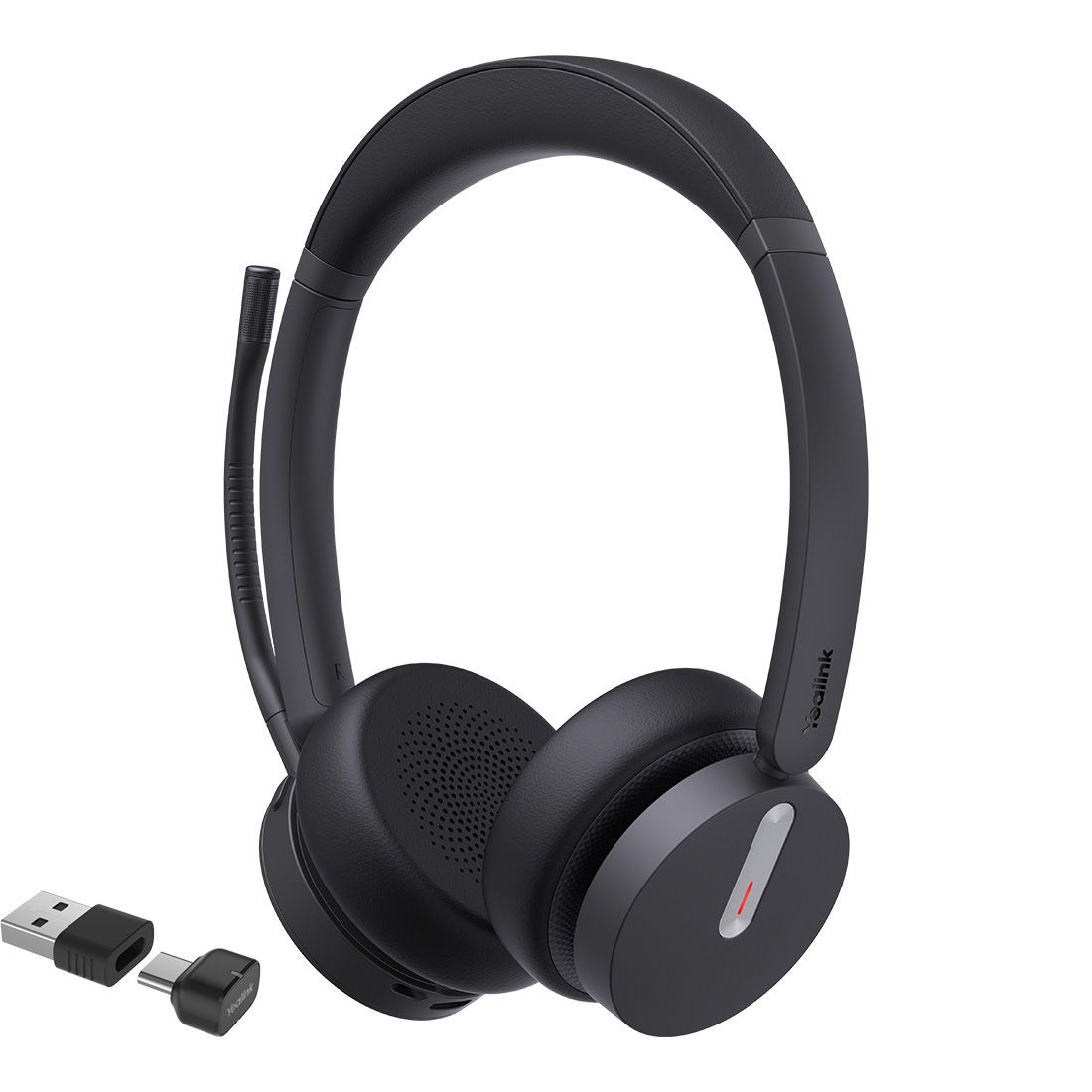 Yealink Wireless BH70 UC Stereo Bluetooth Headset, BT51 Dongle, Black, C to A Adapter