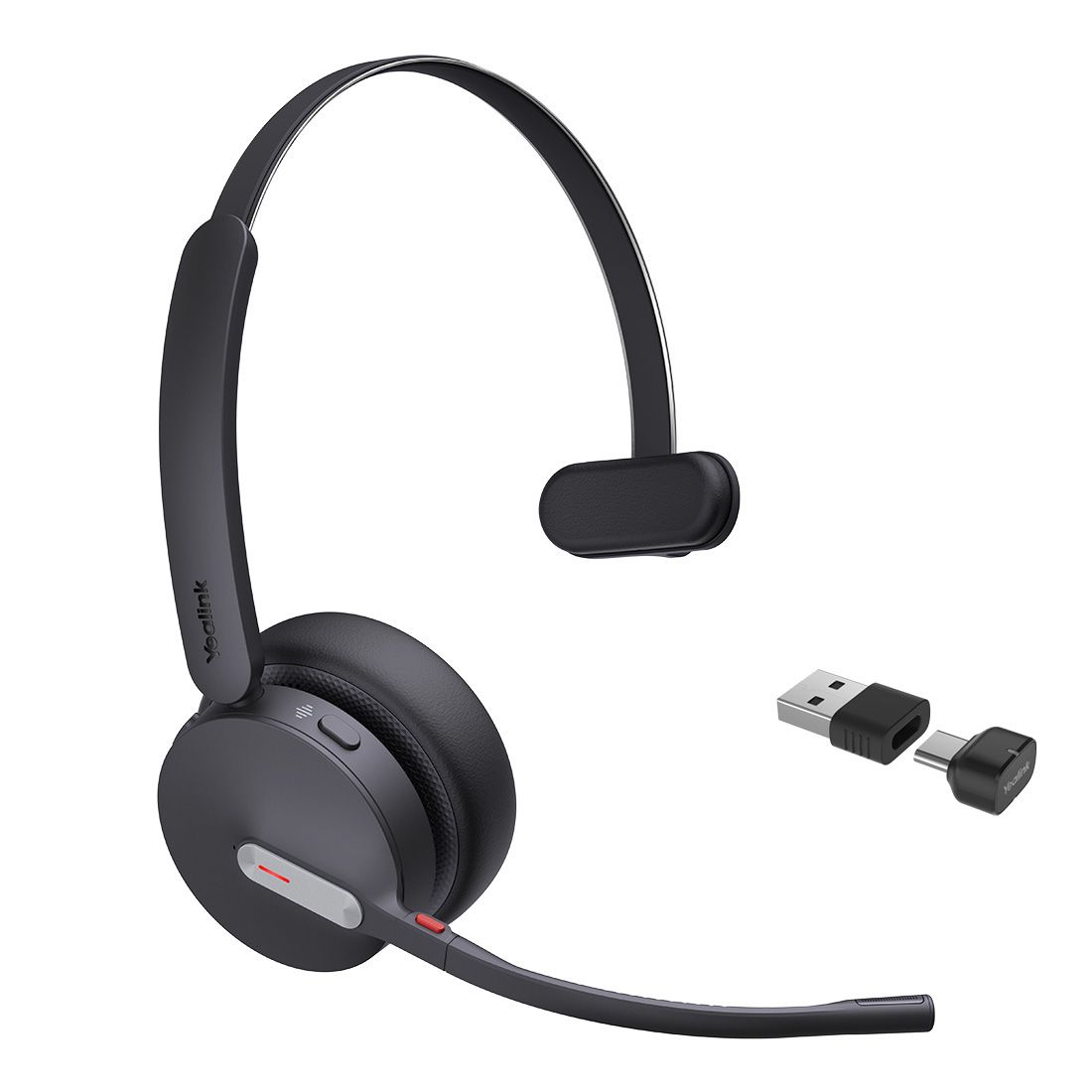 Yealink Wireless BH70 UC Mono Bluetooth Headset, BT51 Dongle, Black, C to A Adapter