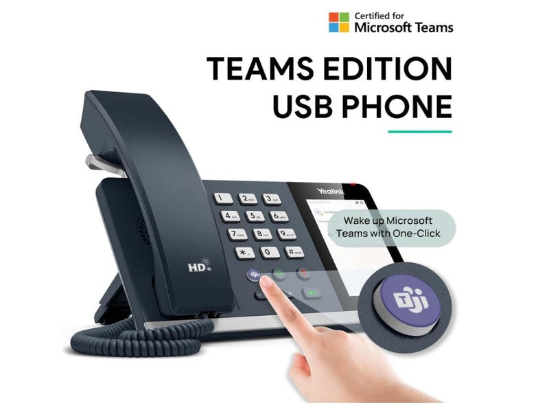 Yealink MP45 USB Teams Phone Desk Corded Phones for Work, Certified by Microsoft Teams Skype for Business System, Powered by Computer via USB-A/C