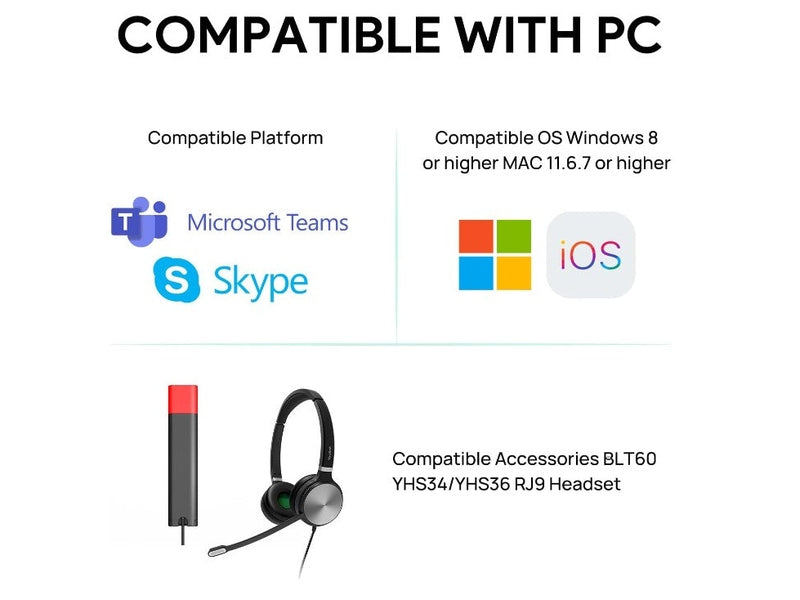 Yealink MP45 USB Teams Phone Desk Corded Phones for Work, Certified by Microsoft Teams Skype for Business System, Powered by Computer via USB-A/C