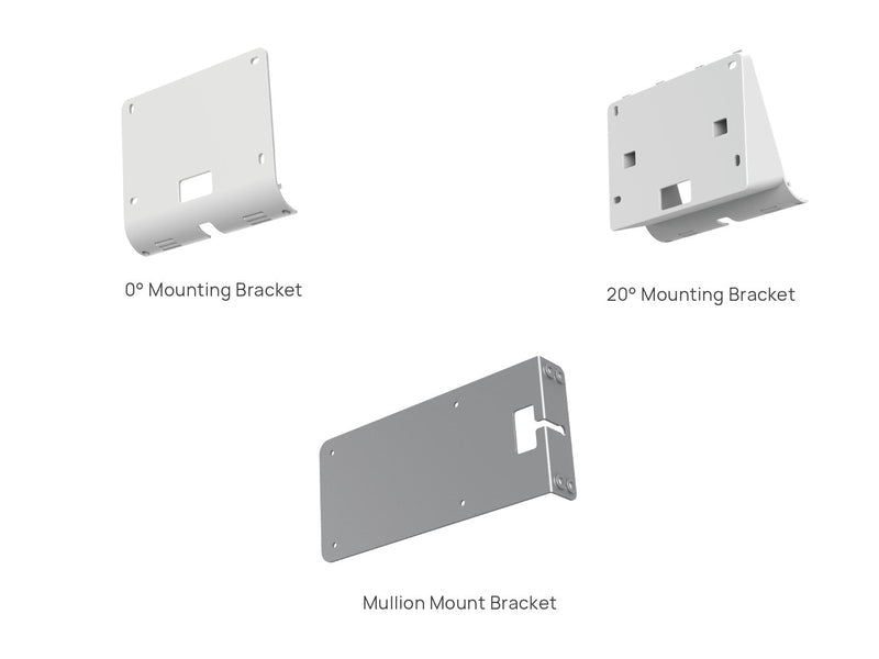 Yealink RoomPanel Plus Mount Kits, Device Compatibility RoomPanel Plus, 0° Mounting Bracket, 20° Mounting Bracket, Mullion Mount Bracket