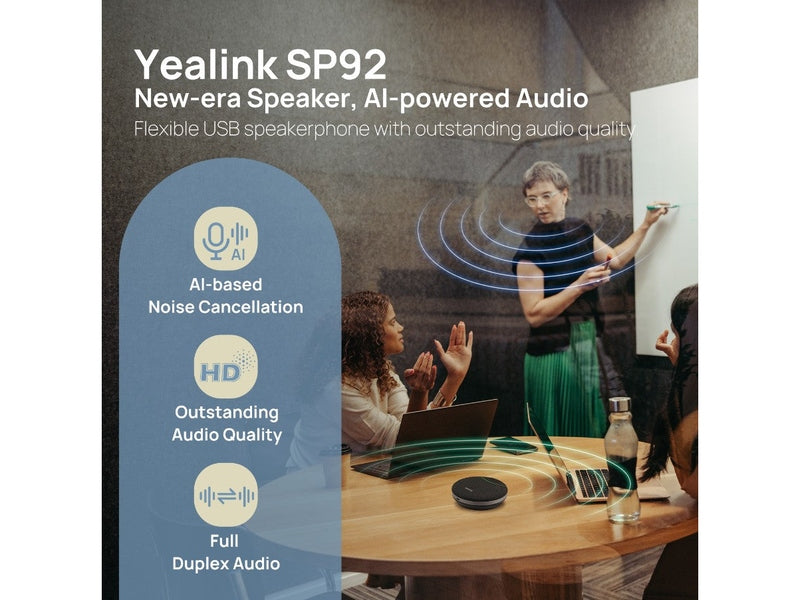 Yealink SP92 Speaker, AI Noise and Echo Cancellation, 4m Voice Pickup, 50mm Speaker, Dongle