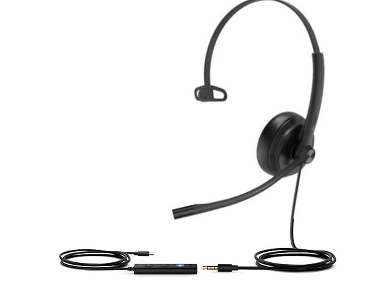 Yealink TEAMS-UH34SE-M-C Teams Certified Wideband Noise Cancelling Headset, USB-C and 3.5mm Jack, Controller with Teams Button, Ultra Lightweight