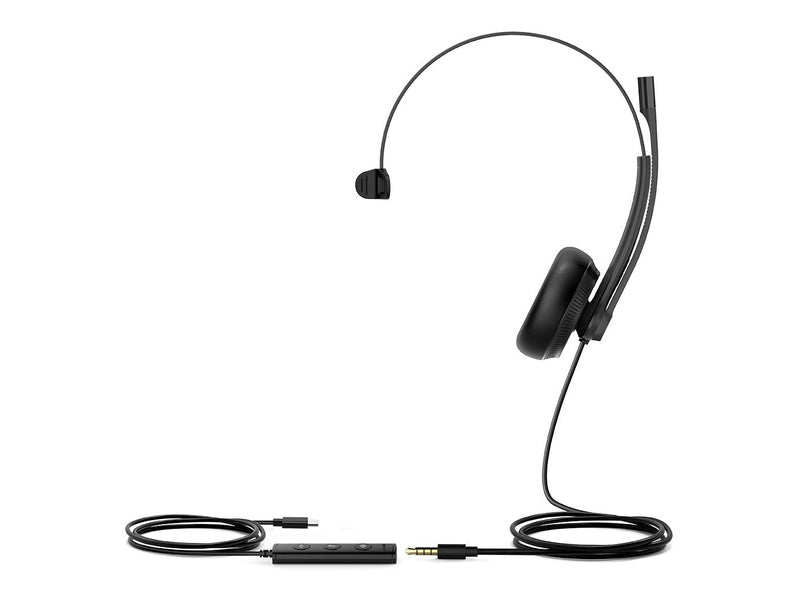 Yealink (UH34-Special Edition) Mono UC USB Headset, USB-C 3.5mm, Audio Clarity, Noise Cancelling Microphone, Leather Ear Cushions, YHC20 Controller