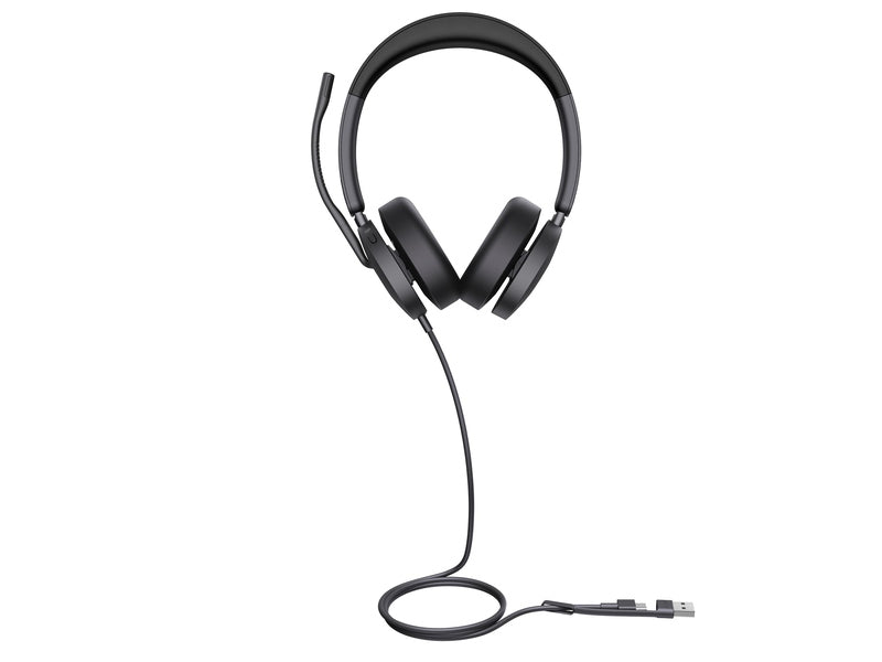 Yealink Wired UH48 MS Stereo Active Noise Cancelling Headset with C to A Adapter