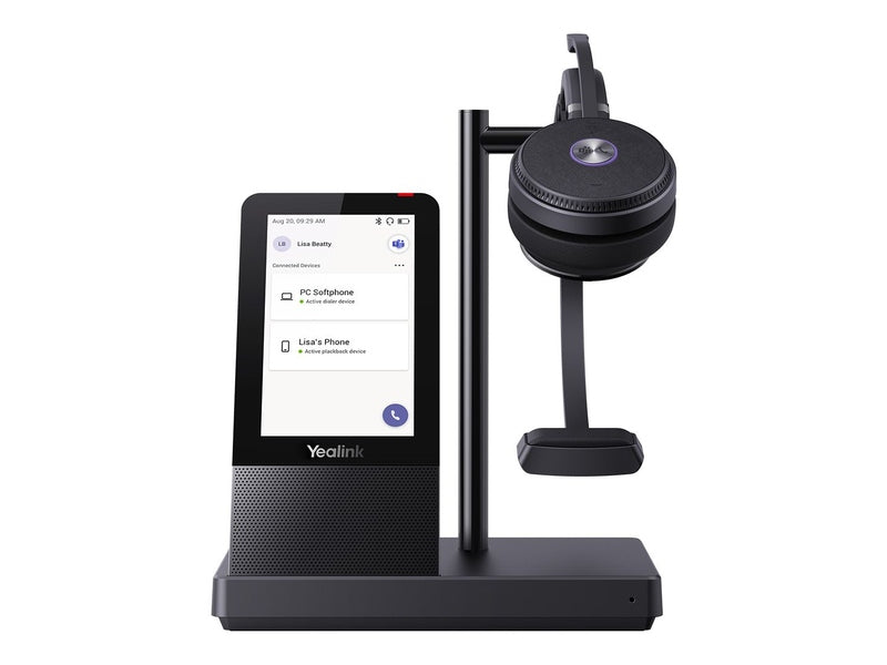 Yealink DECT Wireless WH66 UC Mono Headset, 4" Touch Screen Base, Speakerphone