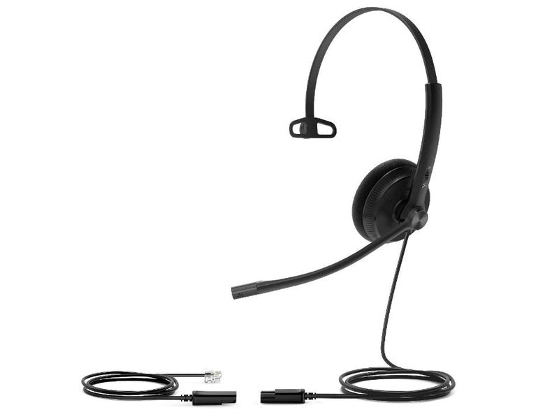 Yealink YHS34 Lite Mono Wired Headset with QD to RJ Port, Wideband Noise-Canceling Headset, Monaural Ear, RJ9, QD Cord, Foamy Ear Cushion