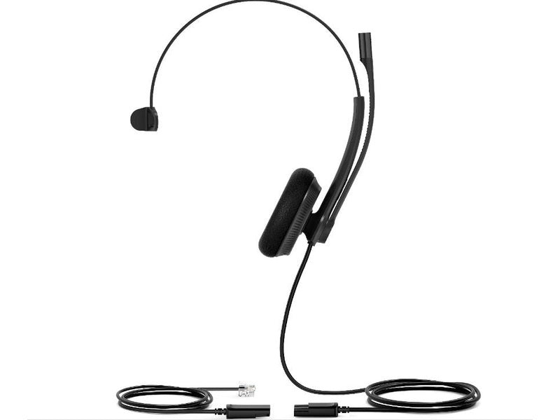 Yealink YHS34 Lite Mono Wired Headset with QD to RJ Port, Wideband Noise-Canceling Headset, Monaural Ear, RJ9, QD Cord, Foamy Ear Cushion