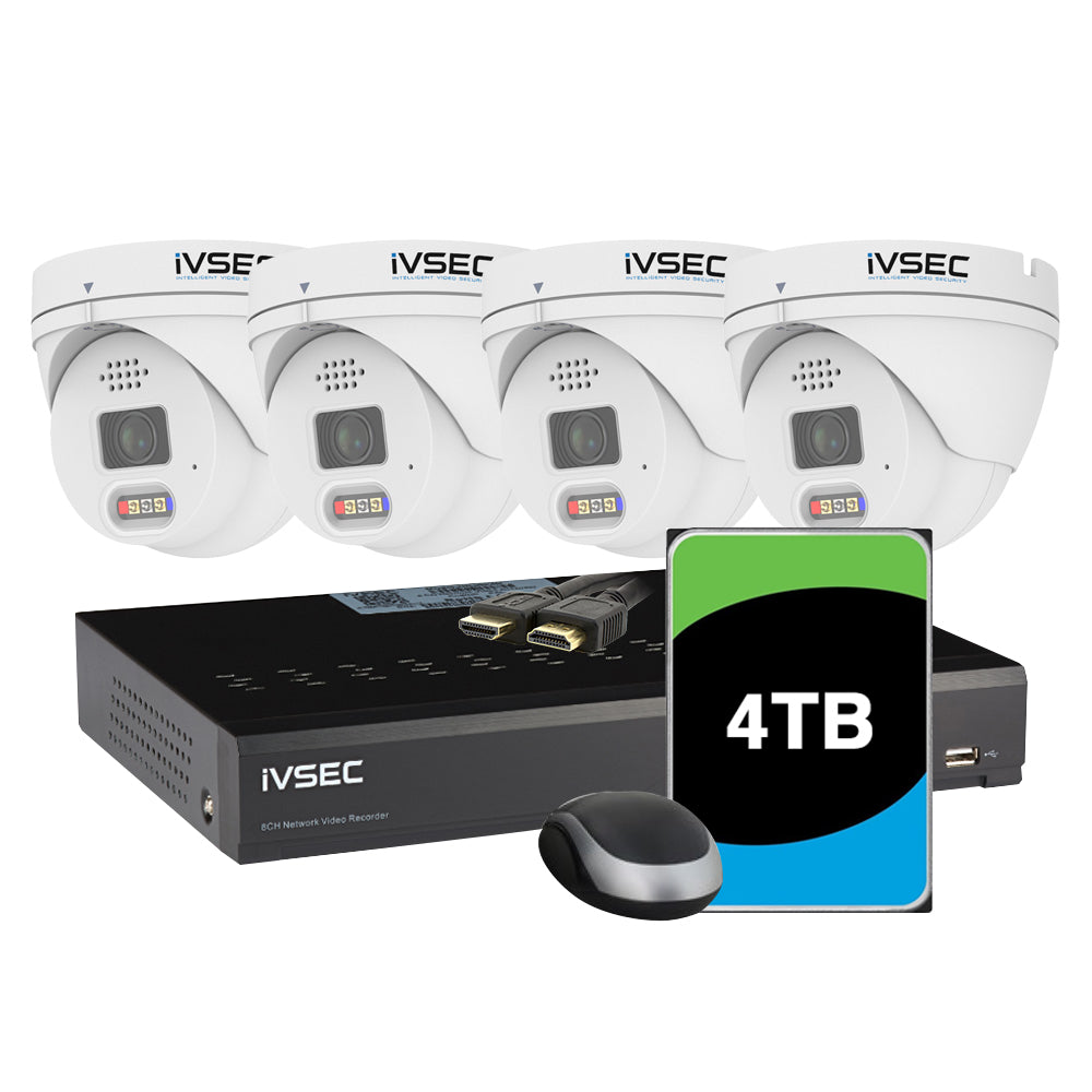 IVSEC Kit 4 x NC340ADXB 12MP IP Cam with Adv Det NR3082XB-4TB 8 x PoE NVR 4K