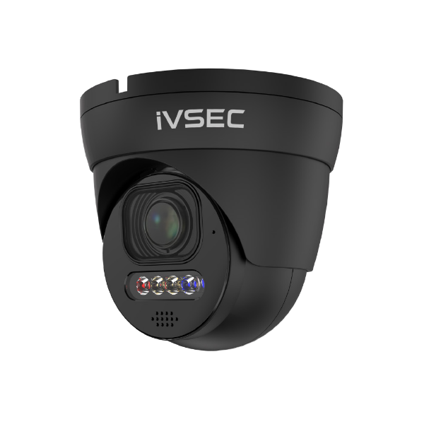 IVSEC Turret IP Camera 8MP 2.8mm-12mm Motorised Lens 25fps PoE IP66 Adv Det Black