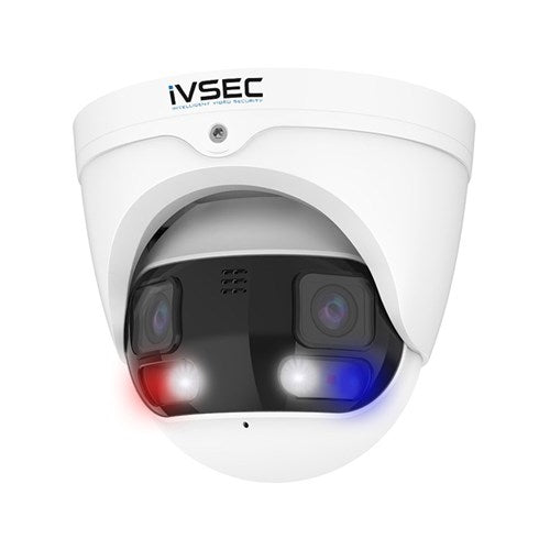 IVSEC Turret IP Camera 2 x 4MP Panoramic 2.8mm Fixed Lens 20fps Adv Det Adv IVS