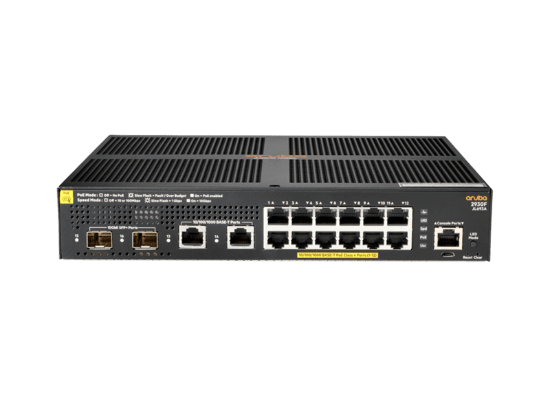 HPE Aruba 2930F 12G PoE+ 2G/2SFP+ Switch