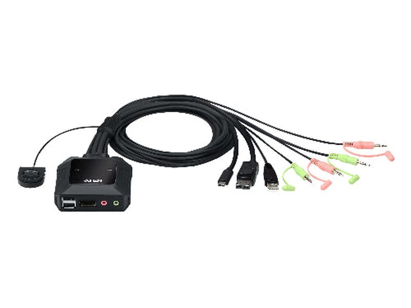 Aten 2-Port USB-C DisplayPort Hybrid Cable KVM Switch