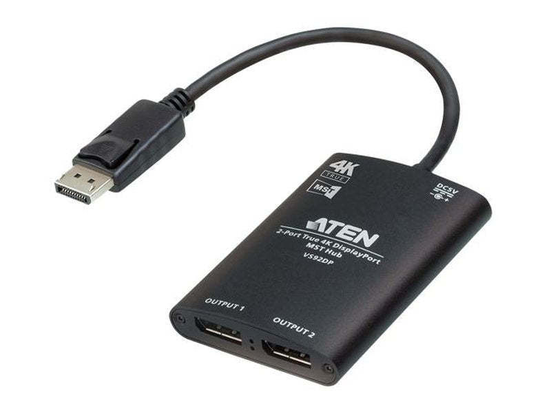 Aten VS92DP Video Splitter 2-Port True 4K resolution for dual output, up to 3840x2160@30 Hz