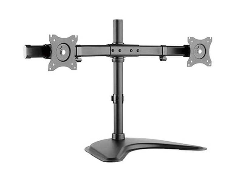 Brateck Dual Free Standing Curved Horizontal Rail Monitor Array Desktop Stand Fit most 13"-27" Monitors Up to 10kg per screnVESA 75x75/100x10