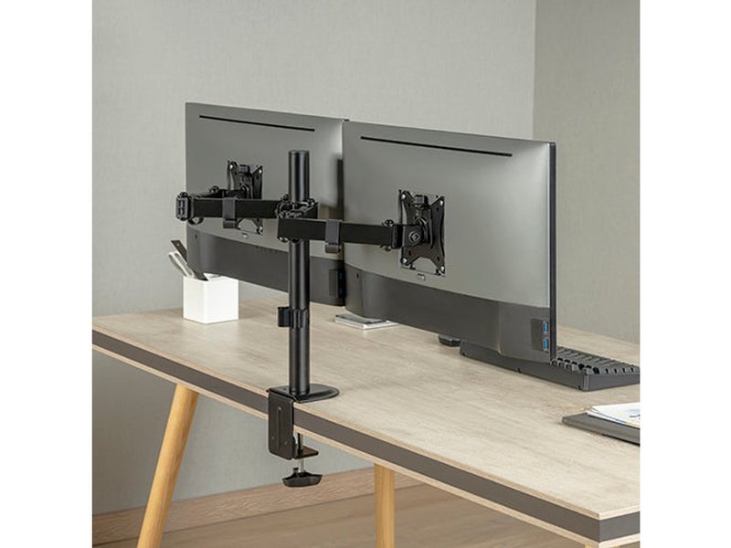 Brateck Dual-Monitor Steel Articulating Monitor Mount Fit Most 17"-32" Monitor Up to 20KG VESA 75x75,100x100 Black NEW