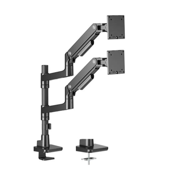 Brateck LDT81-C024P-B Noteworthy Pole-Mounted Heavy-Duty Gas Spring Dual Monitor Arm