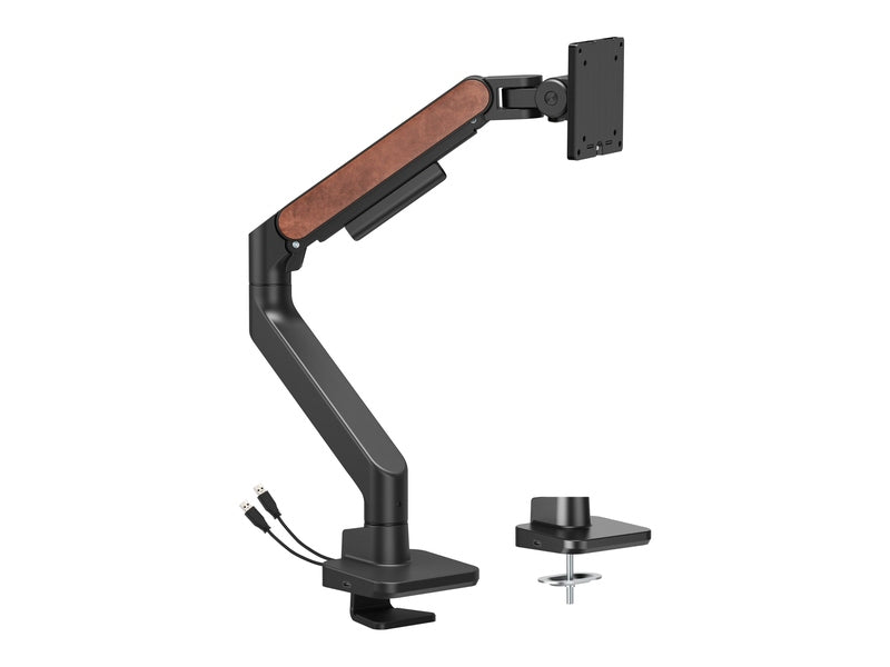 Brateck LDT81N-C012UC Fusion Heavy-Duty Gas Spring Monitor Arm with USB-A/USB-C Ports For most 17"~49" Monitors, Fine Texture Black