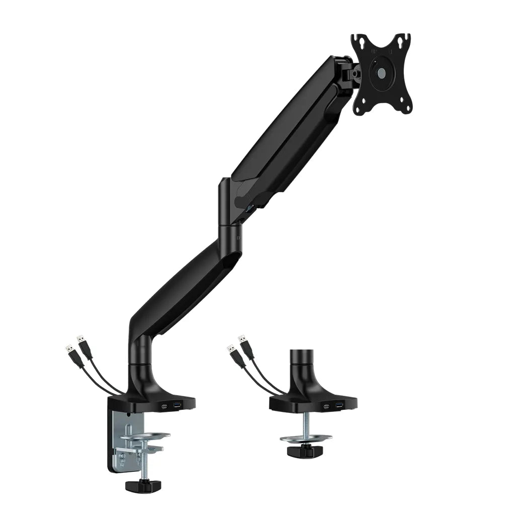 Brateck LDT82-C012UC-BK Single Screen Heavy-Duty Gas Spring Monitor Arm with USB