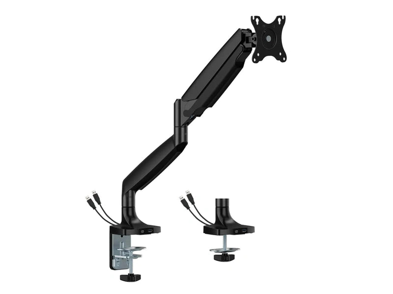 Brateck LDT82-C012UC-BK Single Screen Heavy-Duty Gas Spring Monitor Arm with USB