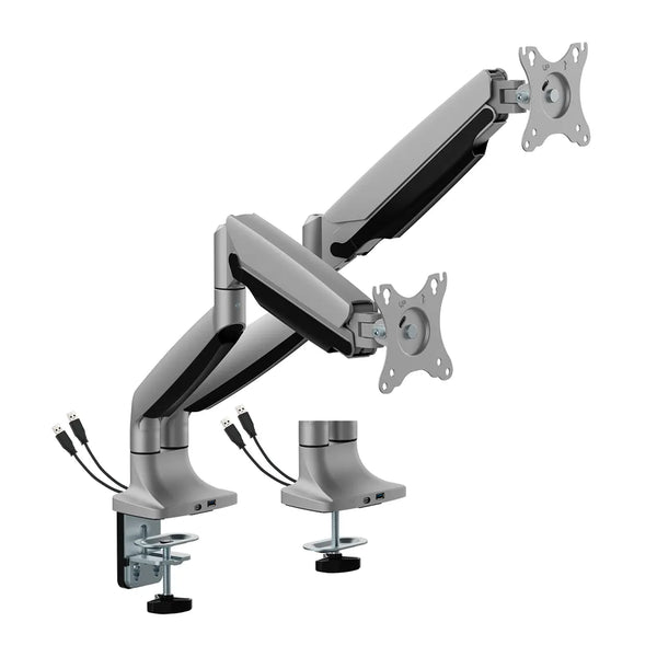 Brateck LDT82-C024UC-SV Heavy Duty Dual-Monitor Gas Spring Monitor Arm Silver