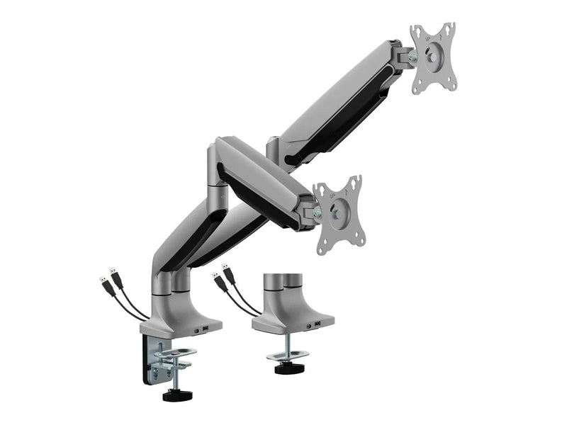 Brateck LDT82-C024UC-SV Heavy Duty Dual-Monitor Gas Spring Monitor Arm Silver