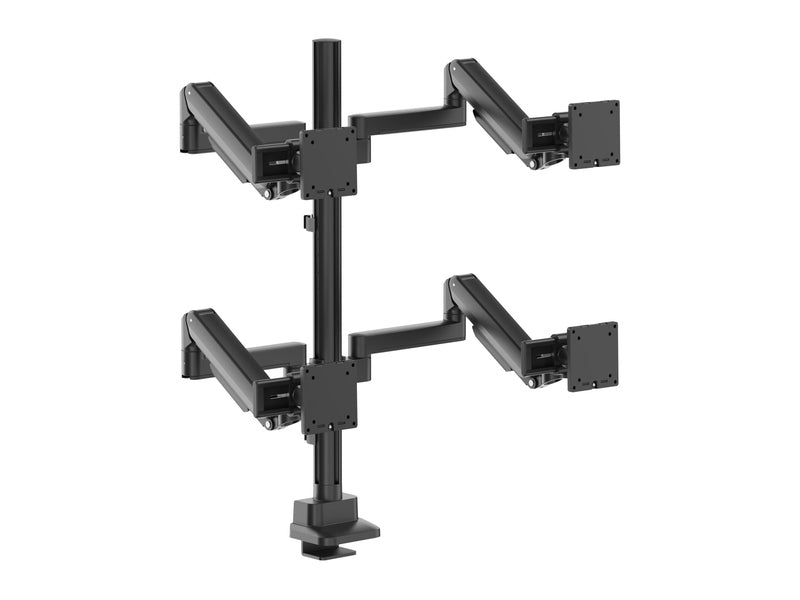 Brateck Modular Mechanical Spring Quad Monitor Arm with Sliders, from 17”-40”, weight capacity per flat screen 11kg, 180° Rotation Black