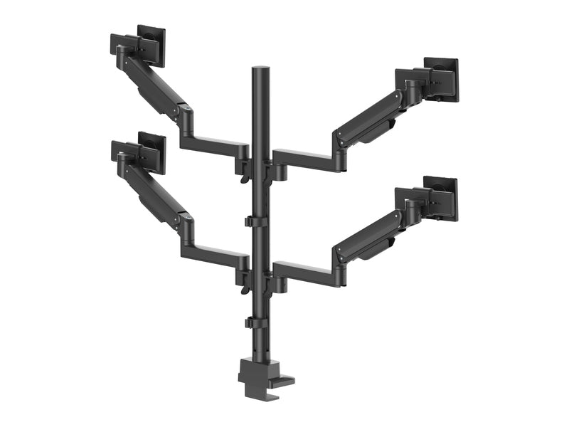 Brateck Modular Mechanical Spring Quad Monitor Arm with Sliders, from 17”-40”, weight capacity per flat screen 11kg, 180° Rotation Black