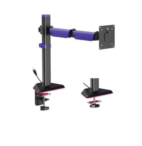 Brateck LDT89-C012L Articulating RGB Lighting Gaming Monitor Arm Matte Black