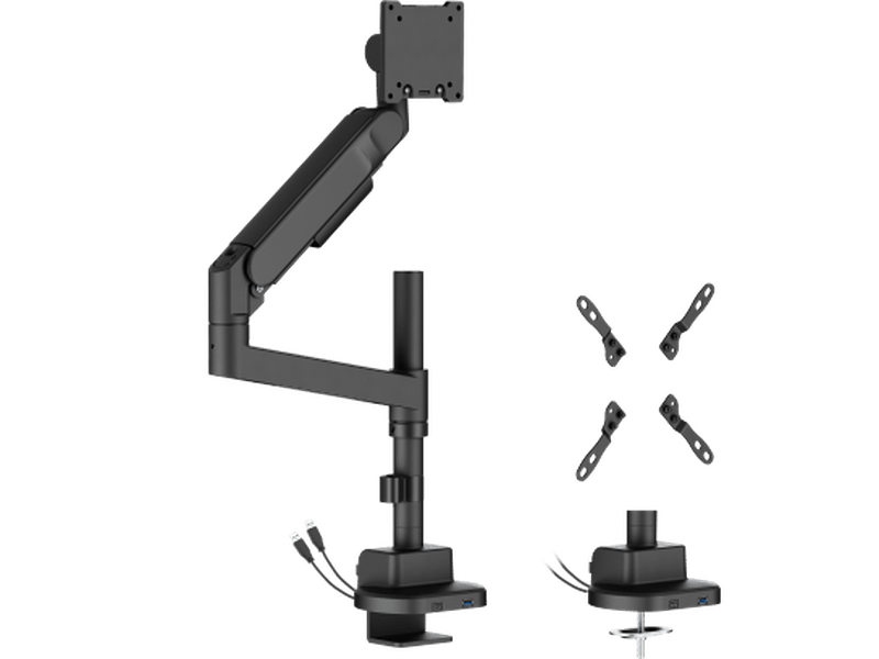Brateck LDT92-C012UCP-B Future-Proof Heavy-Duty Pole-Mounted Gas Spring Monitor Arm