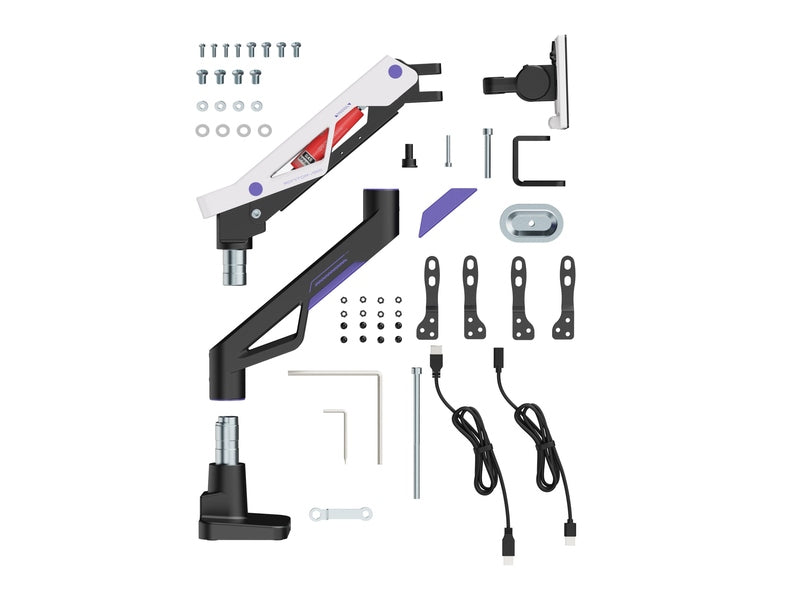 Brateck LDT95-C012UC Atlas Neo Gaming Monitor Arm with USB-A & USB-C Ports For most 24"~57" Monitors, Fit Curved Monitor, Matte Black & White new