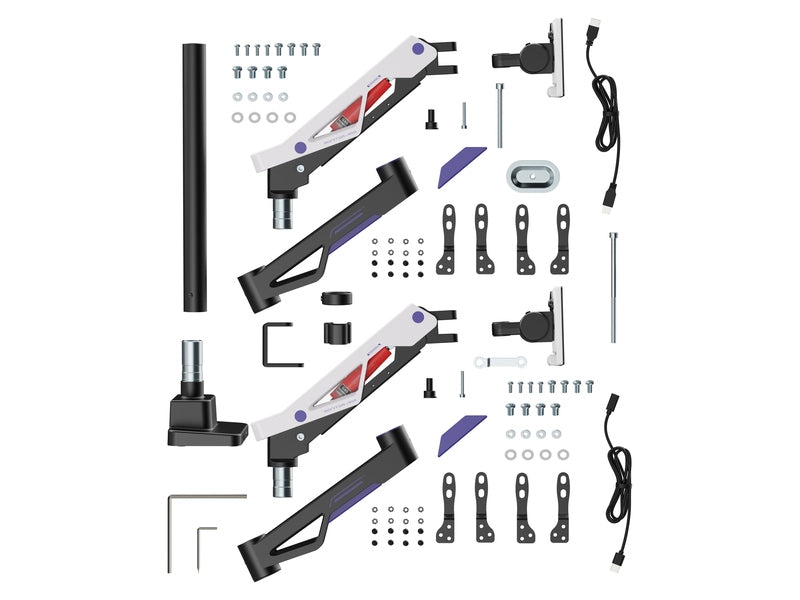 Brateck LDT95-C024UCP Atlas Neo Gaming Pole-Mounted Dual Monitor Arm with USB-A & USB-C Ports For most 24"~57" Monitors, Matte Black & White New