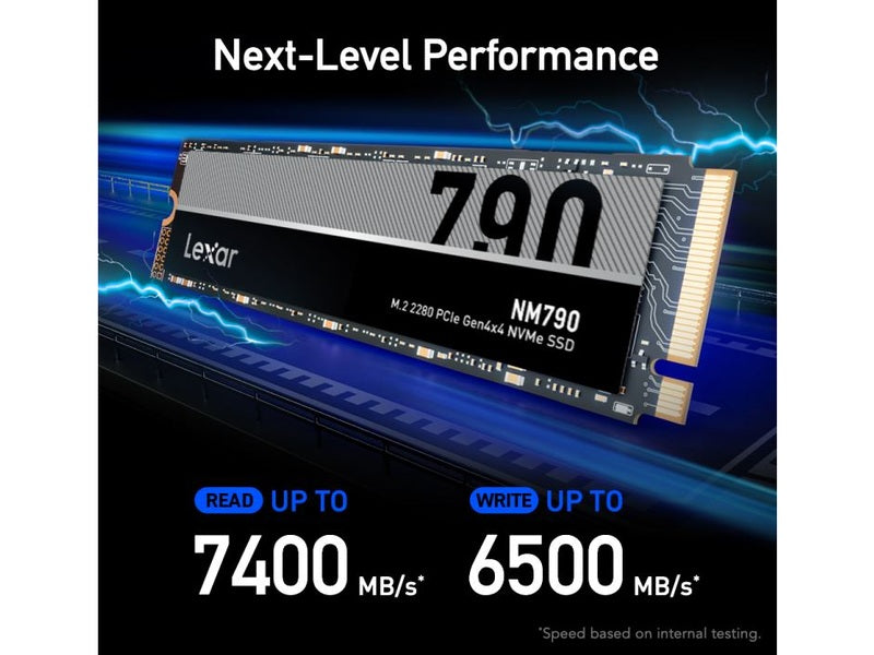 Lexar LNM790 1TB M.2 2280 PCIe Gen4 NVMe SSD up to 7400MB/s read, 6500MB/s write