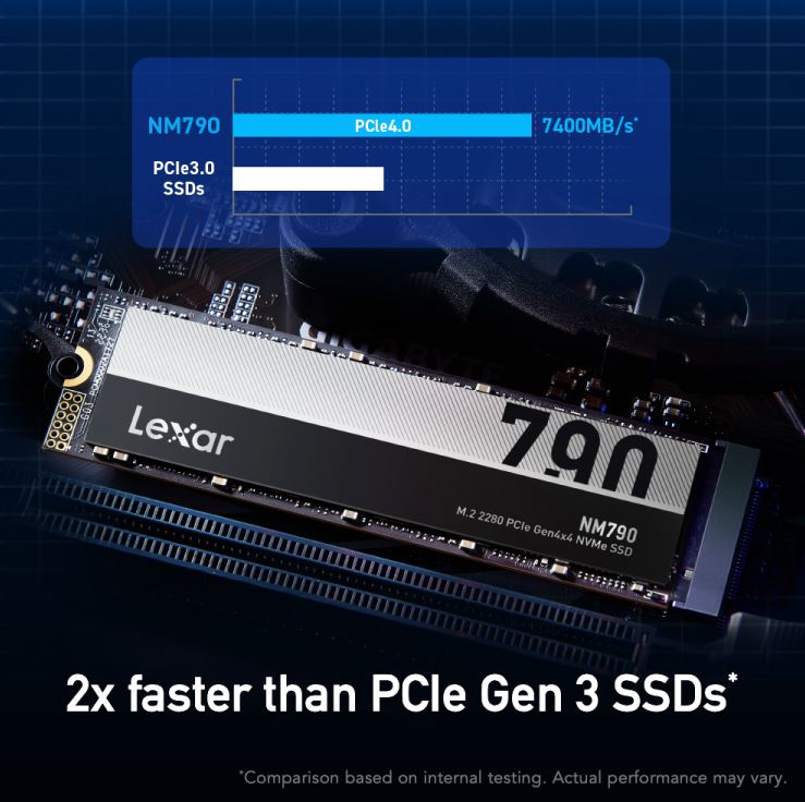 Lexar LNM790 4TB M.2 2280 PCIe Gen 4 NVMe SSD up to 7400MB/s read, 6500MB/s write