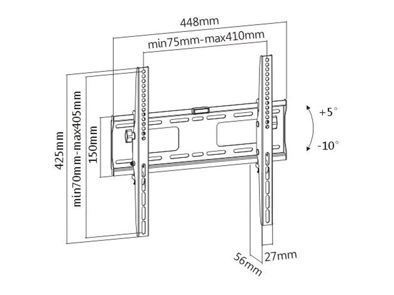 Brateck Economy Heavy Duty TV Bracket for 32-55 LED, 3D LED, LCD, Plasma TVs