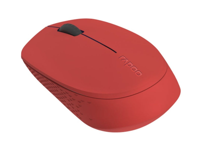 RAPOO M100 2.4GHz & Bluetooth 3 / 4 Quiet Click Wireless Mouse Red - 1300dpi Connects up to 3 Devices, Up to 9 months Battery Life