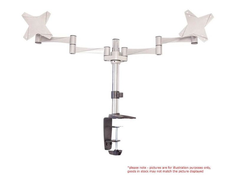 Astrotek Dual Monitor Arm Desk Mount Stand 43cm for 2 LCD Displays 21.5" 22" 23.6" 24" 27" 8kg 30° tilt 180° swivel 360° rotate VESA 75x75 100x100