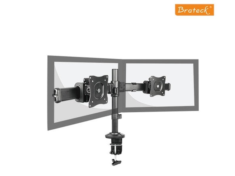 Brateck Dual Monitor Arm with Desk Clamp VESA 75/100mm Fit Most 13"-27" Monitors Up to 8kg per screen