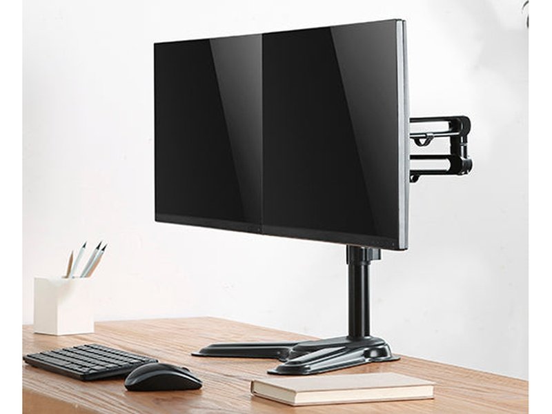 Brateck Dual Free Standing Monitor Premium Articulating Aluminum Monitor Stand Fit Most 17"-32" Monitors Up to 8kg per screen VESA 75x75/100x100