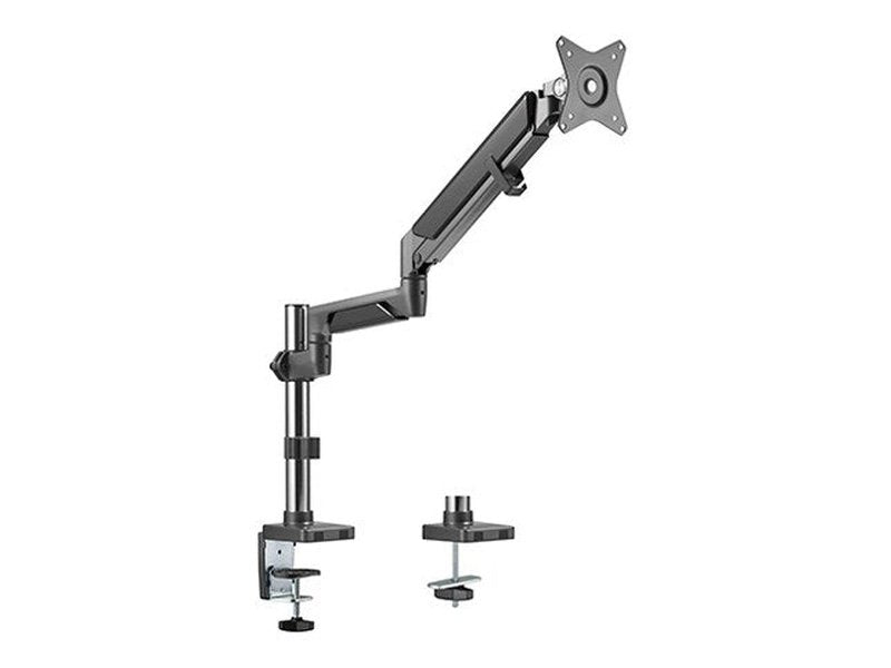 Brateck Single Monitor Pole-Mounted Epic Gas Spring Aluminum Arm Fit Most 17"-32" Monitors, Up to 9kg per screen VESA 75x75/100x100 Space Grey