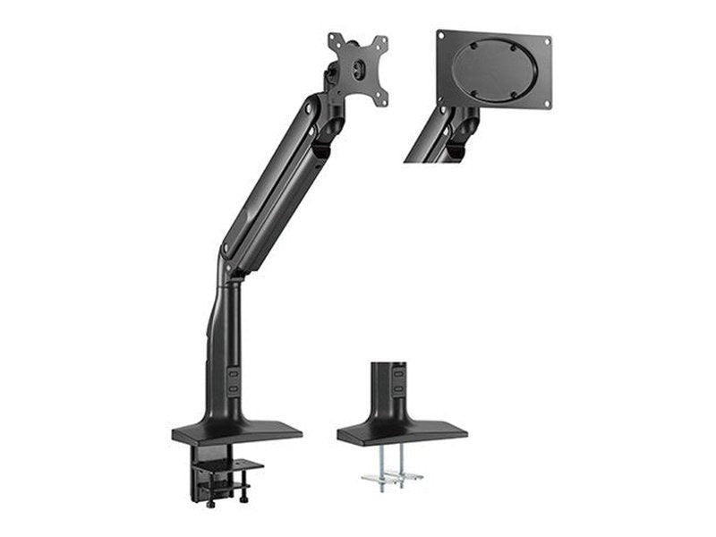 Brateck Single Monitor Select Gas Spring Aluminum Monitor Arm Fit Most 17"-43" Monitor Up to 18kg per screen VESA75x75/200x100/100x100