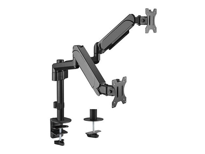 Brateck Dual Monitors Pole-Mounted Gas Spring Monitor Arm Fit Most 17"-32" Monitors Up to 9kg per screen VESA 75x75/100x100