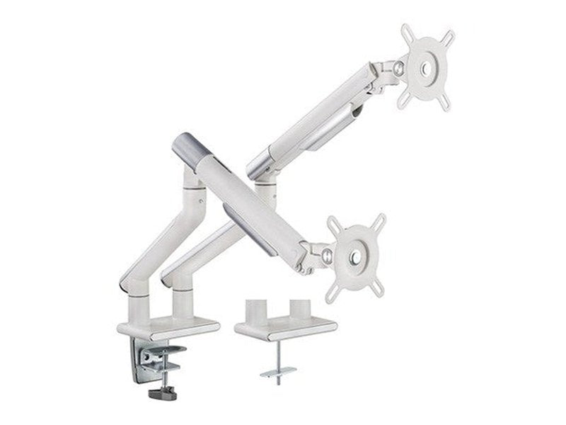 Brateck Dual Monitor Premium Slim Aluminum Spring-Assisted Monitor Arm Fix Most 17"-32" Monitor Up to 9kg per screen VESA 75x75/100x100 White