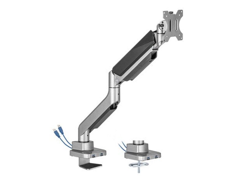 Brateck Single Monitor Economy Heavy-Duty Gas Spring Monitor Arm with USD3.1 Ports Fit Most 17"-35" Up 15kg