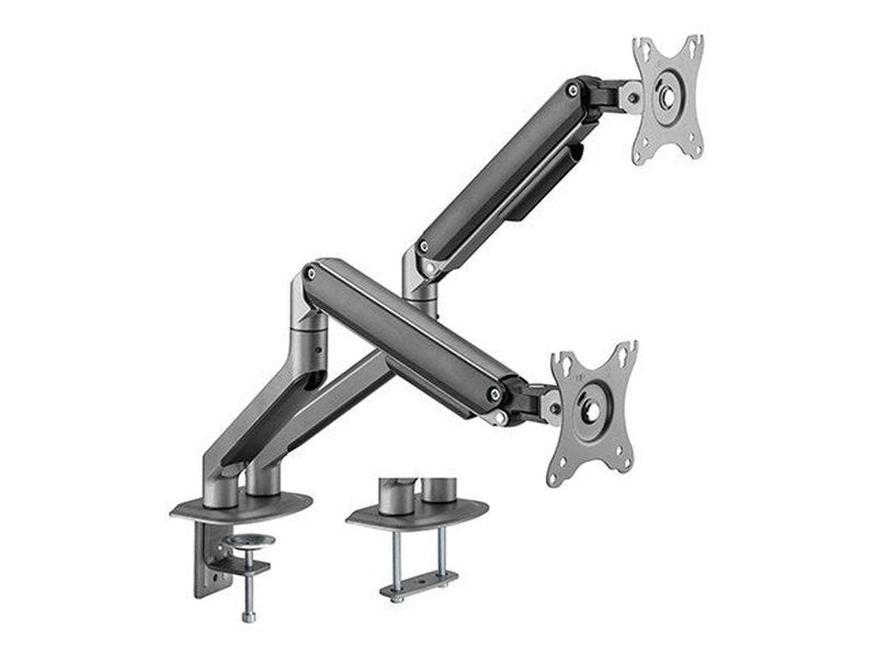 Brateck Dual Monitor Economical Spring-Assisted Monitor Arm Fit Most 17"-32" Monitors, Up to 9kg per screen VESA 75x75/100x100 Space Grey